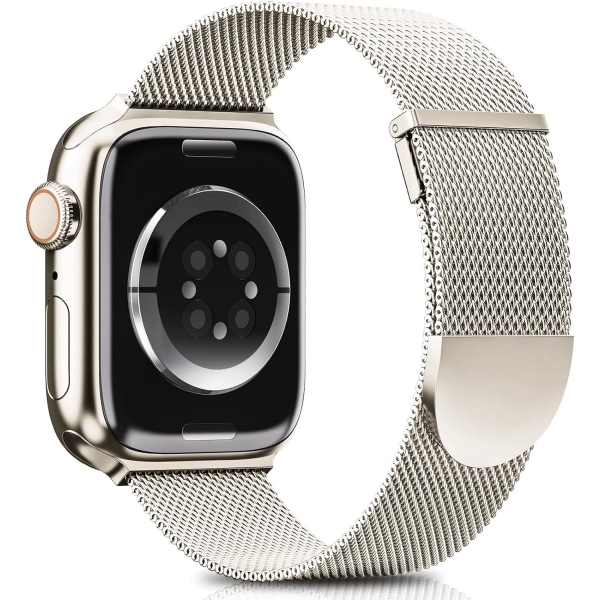 Oppgradert rem kompatibel med Apple Watch-remmer 41mm 40mm 38mm kvinner menn, dobbel magnetisk justerbar erstatningsrem for iWatch-serien beige 38/40/41MM