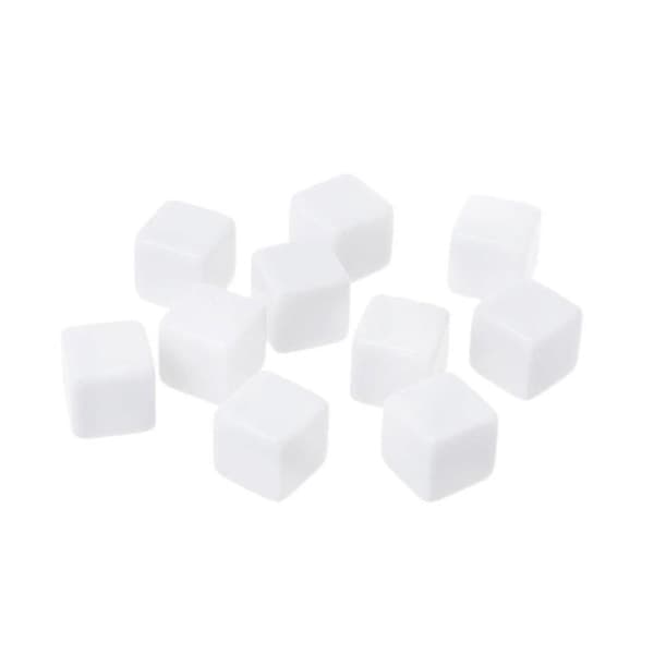 10 stk. firkantede 6-sidede terninger 16mm/18mm/20mm hvide blanke terninger til børnelegetøj
