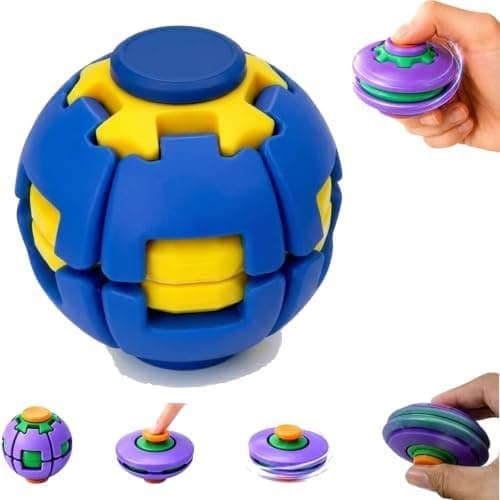 Fidget Spinner Dekompressionsboll, 360° Tryck- och Snurr-Fidgetboll, 3D-printad Fingerdekompressions Roterande Boll Sensorisk Fidget Rolig Leksak (Blå) Blue