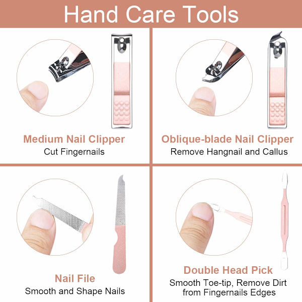 Manikyrset, 7 st pedikyrkit set, nagelsax i rostfritt stål läderfodral
