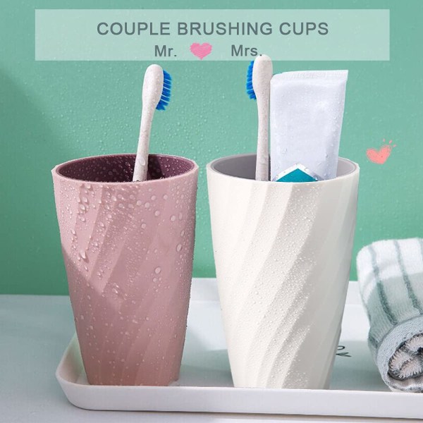 Okrossbar tandborstkopp för badrum Mjuk och hållbar tandborsthållare för badrumsglas (vit och rosa)