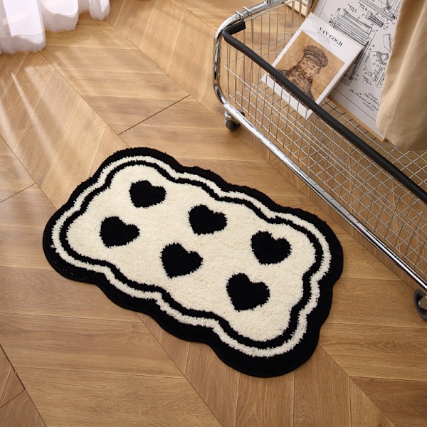 Hjerteformet baderomsteppe toalett dørmatte soverom teppe sklisikker vannabsorberende maskinvaskbar 40*60cm