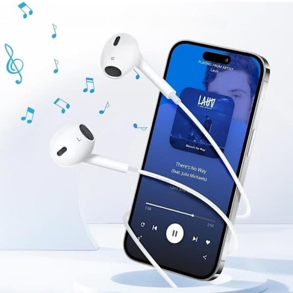Kablede hovedtelefoner til iPhone 17 / 17 PLUS / 17 PRO iPhone 16/16 PLUS/16 PRO/16 PRO MAX/16e/15/15 PLUS/15 PRO/15 PRO MAX - Mikrofon Volumenkontrol