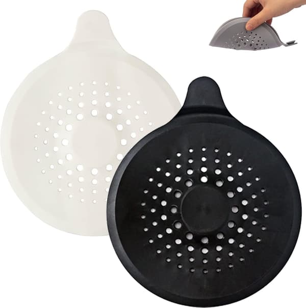 2-pack hårfångare för duschavlopp med stark sugkopp, silikonvasksilskydd duschavloppsskydd hårstoppare fällsil white，black