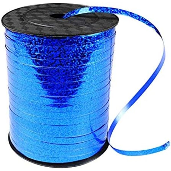 500 Jaardin sininen poimutettu kiharrusnauha Kiiltävä metallinen ilmapallonauharulla lahjapakkausnauha juhlafestivaaleille taidekäsityösisustukseen
