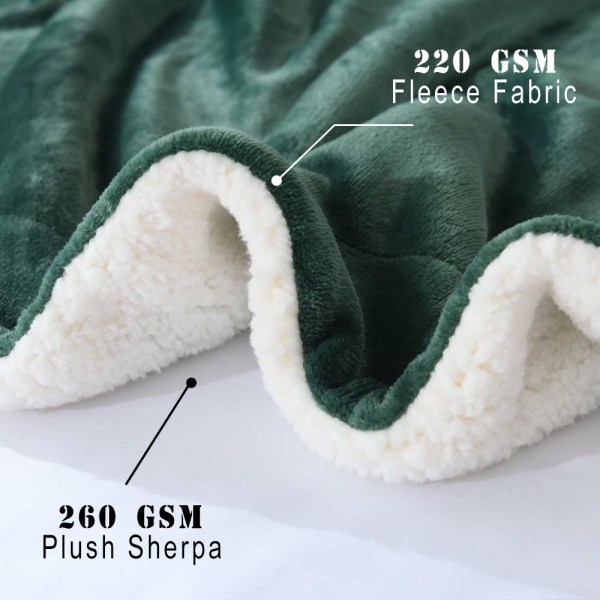 Flanellipeite Käännettävä Sherpa-heittopeitto Super Pehmeä Pehmo Lämmin Fleece Mikrokuitu kotiin/ulkoiluun/matkoille (50"x60", oliivinvihreä)