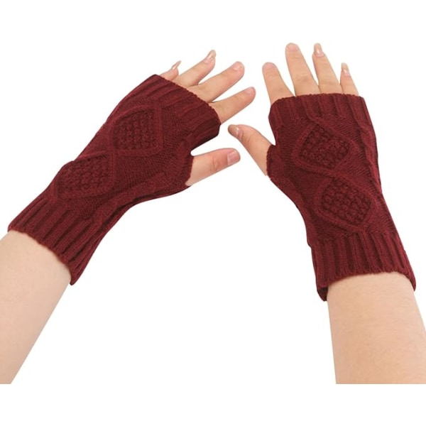 Vinterhandsker til kvinder Vinterhandsker med berøringsskærm til kvinder Varm fleeceforede strikkede handsker Elastiske manchetter skridsikre uldhandsker