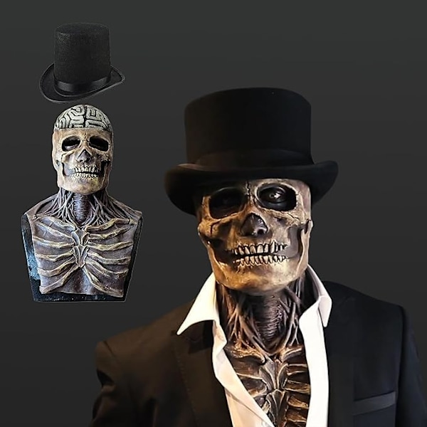 3D Halloween Kraniemaske Kranie Horror Velegnet til Halloween Rollespil Rekvisitter Grå