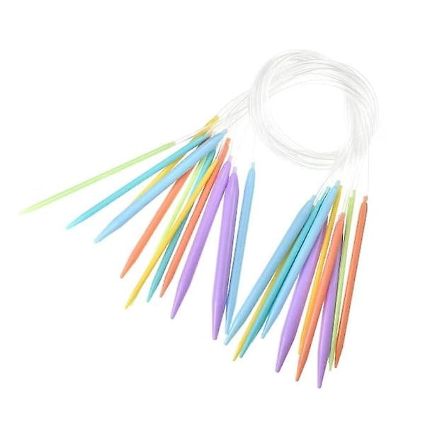 12 stickor i plast, 80 cm, Rundstickor, Verktyg för stickprojekt, Flerfärgad One Size