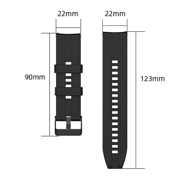 Silikone armbånd 22 mm Sort Huawei Watch GT2/GT3 Sort
