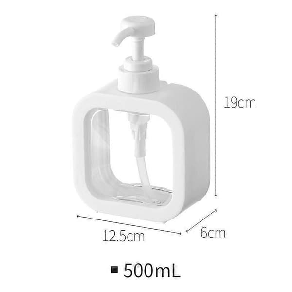 Vit pump tvålautomatflaska, 300ml/500ml påfyllningsbar plastbehållare för handtvål, duschgel & diskmedel L