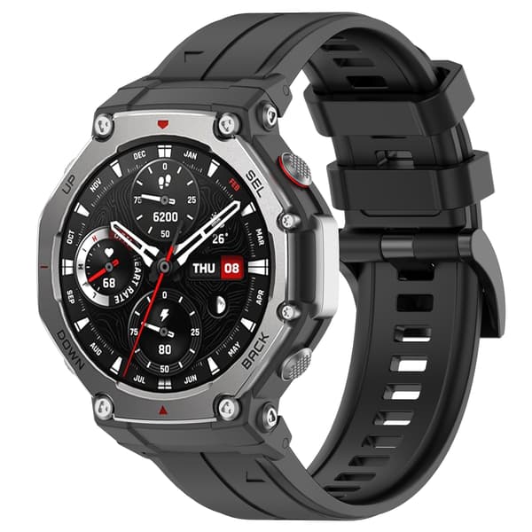 Paksunnettu solki silikoninen kellonranneke Amazfit T-Rex 2/3 - Musta