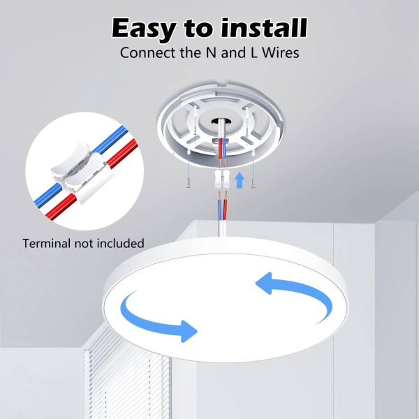 LED kattovalaisin katto kattovalaisin LED 24W, 6500K, 2000LM, IP44 vedenpitävä pyöreä moderni yksinkertainen valkoinen kylpyhuonevalaisin kellarilampulle Ø30cm