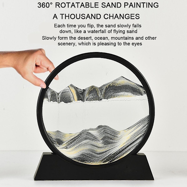 Rörlig sandkonstbild Timglas Djuphavs Sandscape Glas Flytsand 3d Målning orange