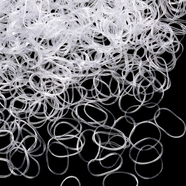 Paket med 1000 minigummiband Mjuka elastiska band för barnhår, hårflätor, bröllopsfrisyr och mer (klar)