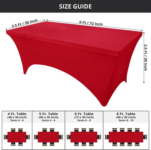 1 stk. Spandex duk [183 cm, rød] Stram, tilpasset, vaskbar og rynkebestandig, elastisk rektangulær utebordduk, 183L x 76B x 76H cm red