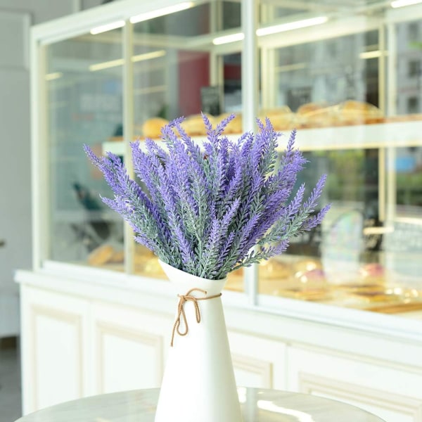 Kunstige blomster 6 bundter lavendel buket til bryllup hjemmekontor dekoration - lilla