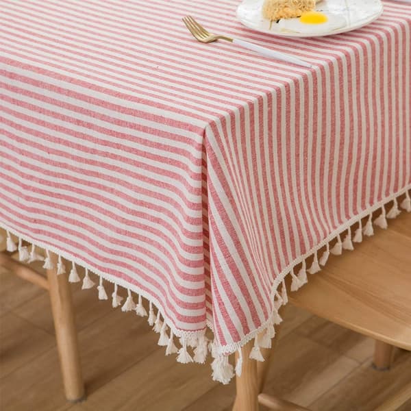 1 stk duk rektangel stripe dusker duk rektangulær støvtett bomullsduk (140*140cm, rosa) 140*140cm pink