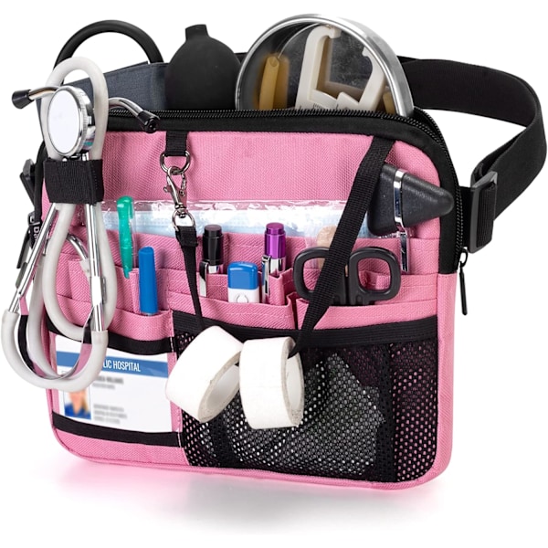 Nurse Fanny Pack with Medical Gear Pockets, Nurse Waist Pouch Nurse Tool Belt with Tape Holder , Pink