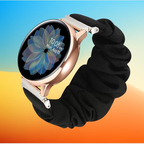 Kompatibel med Samsung/Huawei Smartwatch Band Universal Flad Mode Print Scrunchie Urrem - Sort 22 mm 15