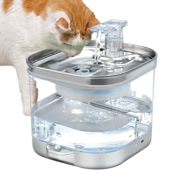 Kissan suihkulähde, ruostumattomasta teräksestä valmistettu vesiallas, erittäin hiljainen vesiautomaatti