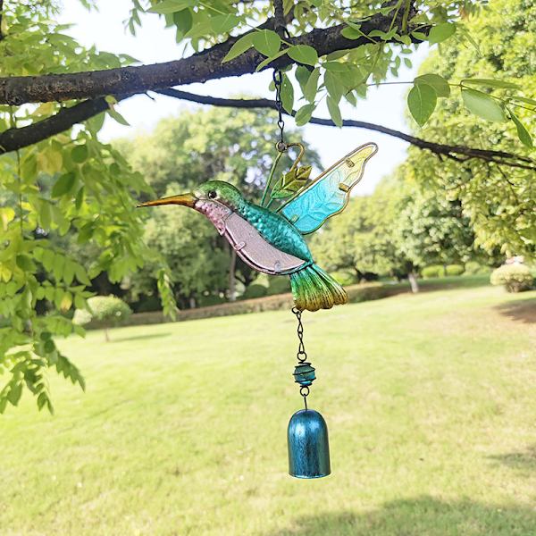1 st fågelklocka vindspelhänge kolibri metall järnklocka dekorativ dörrklocka kolibri dörrklocka