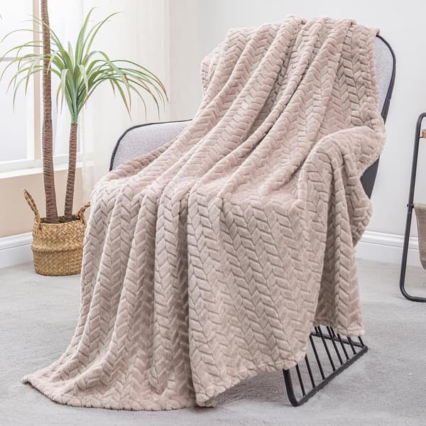 1 stk. stort fleecetæppe til sofa, kamel | 127x178 CM, blødt åndbart fluffy tæppe. Camel