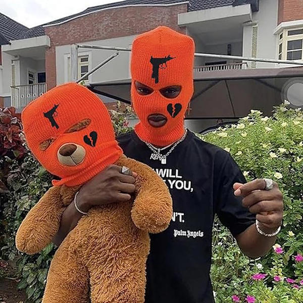 Lämmin korvaläpät neulottu hiihtohattu Kolmireikäinen Balaclava Ulkoilupyöräily Pääpanta Maski (Oranssi)