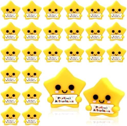 Skylety 50 st perfekta närvarostjärnor i harts, närvaropriser, studentpresent Gul Perfect Attendance Star / 50 Yellow