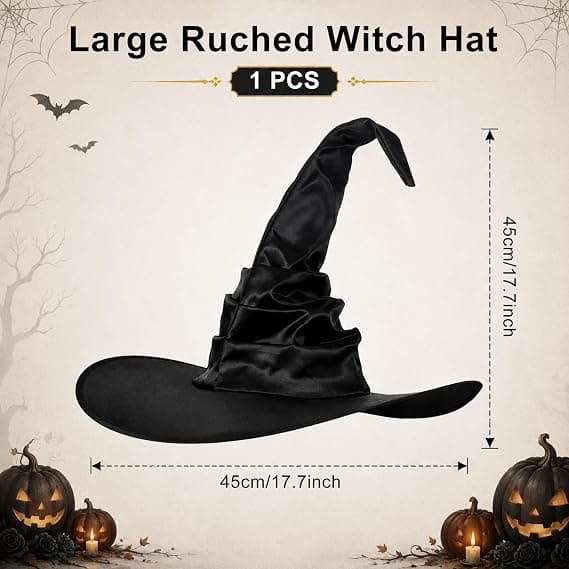 1 stk. Halloween heksehat, heksehat, Halloween hovedbeklædning plisserede heksehatte