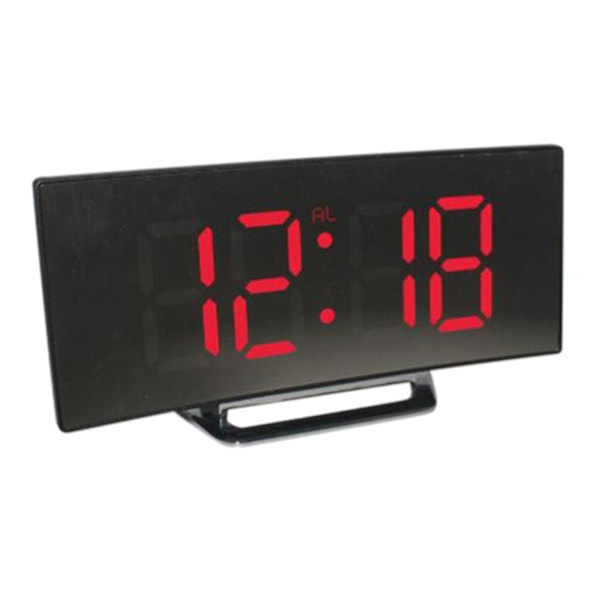 Digital Klocka Stor Display Multifunktionell LED Elektrisk Väckarklocka Spegel Yta För Hemmet red