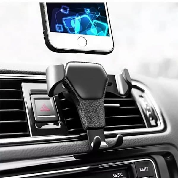 Gravity Auto Telefonholder Bil Luftventil Telefonfeste Svart
