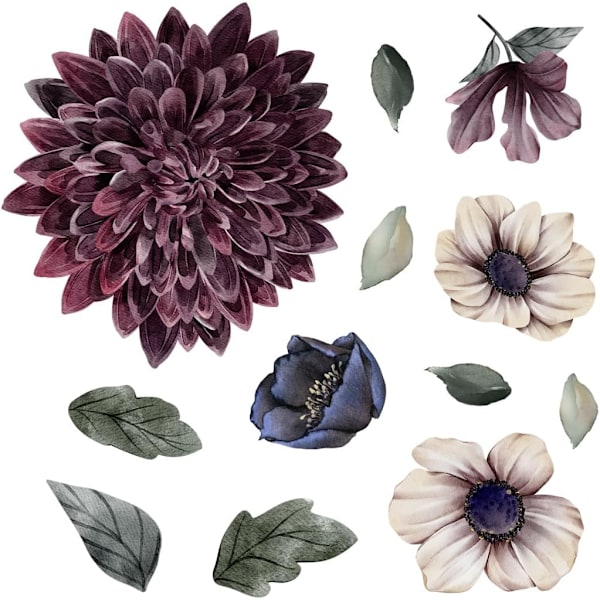 Stor blomma 3D bakgrund väggklistermärke vardagsrum sovrum självhäftande osynlig lim väggklistermärke (PVC-fri)