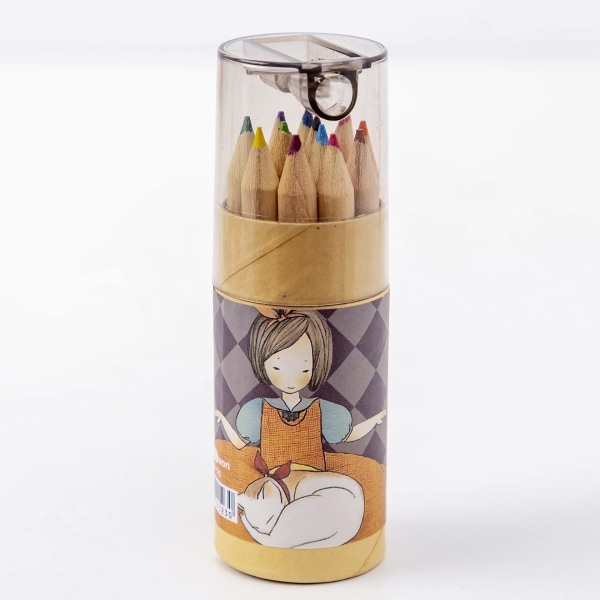 12 Count farveblyantsæt, sød konstellationpige blyanttegneblyanter, farveblyant (grå pige)