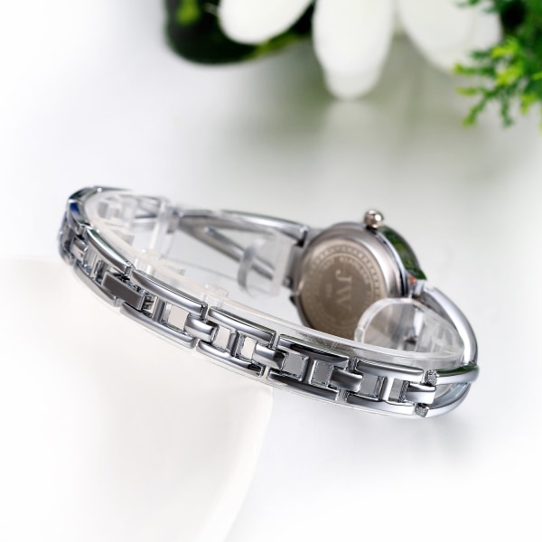 Dameklokke, elegant kryssende armbånddesign med rhinestones med digital urskivelåsklokke, legering, sølv