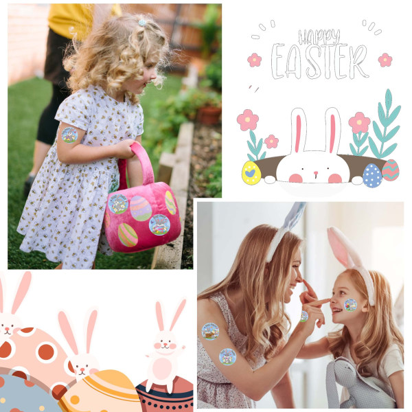 Påskeklistermærker, 500 stykker Bunny Egg Happy Easter Day Sticker, 8 påsketema-klistermærker Selvklæbende klistermærker Påskeetiketter Scrapbog