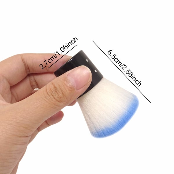 2 STK Alsidige, bærbare, korte håndtag, bløde Nail Arts Dust Brush Cleaner Makeup Powder Blush-børster (blå + gul)