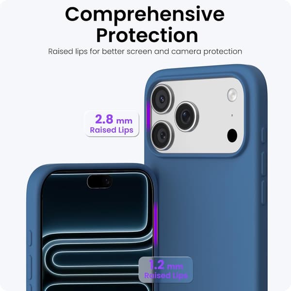 1 stk., kompatibel med iPhone 17 Pro Max etui, mørkeblå, 6,9\", stødsikker beskyttelse, kamerabeskyttelse Dark blue