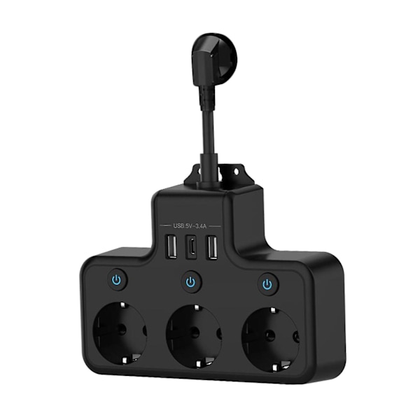 Strømskinne EU-adapter Hurtigopladning, 4000W 16A, Rejsestikadapter Udtag Elektrisk Stik
