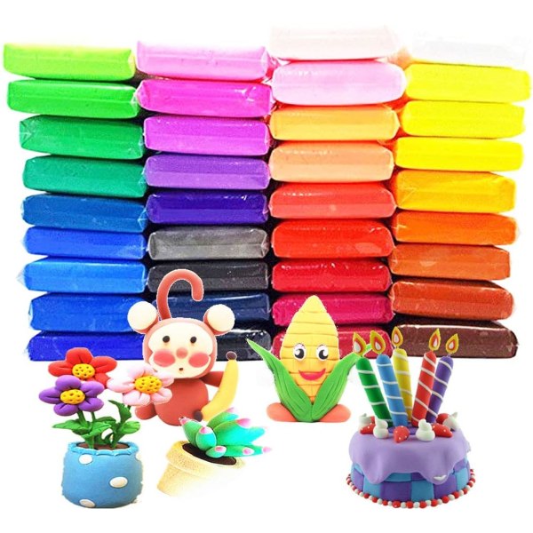 36 farger Air Dry Clay Ultra Light og Air Dry Clay for barn Ikke-giftig og miljøvennlig modellering av magisk leire med verktøy
