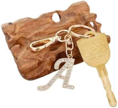 1 stk gullbelagt legering bilnøkkelring med krystallrhinestone alfabet initial bokstav nøkkelring (E) E