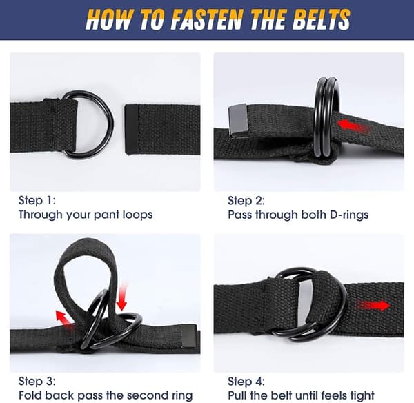 2-pak herre lærredsbælte med dobbelt D-ring, holdbart og justerbart afslappet webbælte med metalspænde til jeans, sort, blå, 140 cm 140cm black+blue