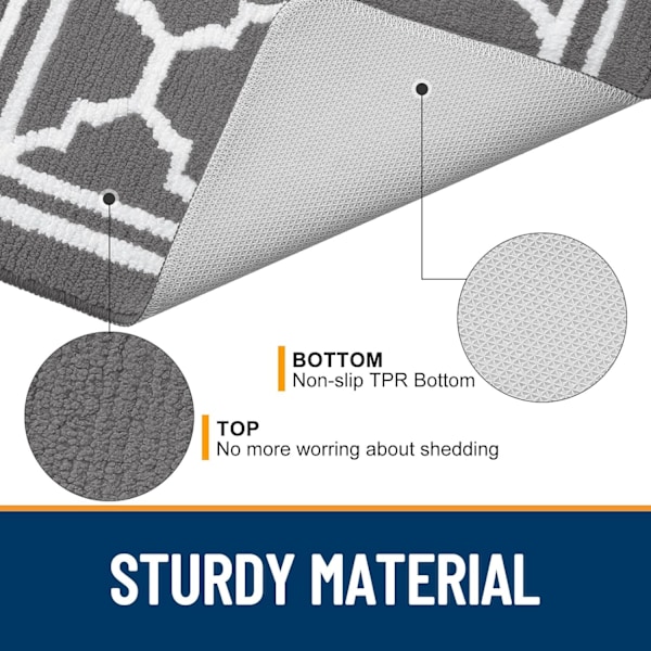Motstandsdyktig mot smuss og absorberende inngangsdørmatte, sklisikker, lavprofilert innendørs dørmatte (71x47 tommer, grå)