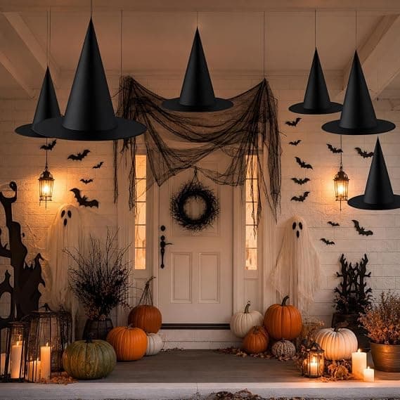10-pak heksehatte sorte Halloween festhatte voksen kostume tilbehør udklædning