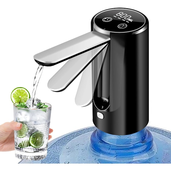 Foldable Universal Water Bottle Pump, Automatic Portable Electric Drinking Water Pump, -a)Foldable-black