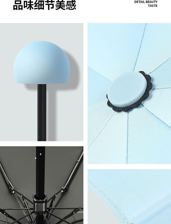 Kapselformet parasol: Giver sol- og UV-beskyttelse, beskytter mod både sol og regn, let og nem at bære. Serene Blå 90*52cm Serene Blue
