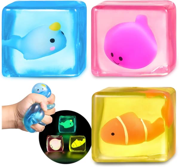 Stress Cube Fidget Legetøj Voksne - Sensorisk Legetøj til Børn med Autisme Stressbolde til Voksne Squishy Legetøj mod Angst Klemmelegetøj til Teenagere Stresscube-3set