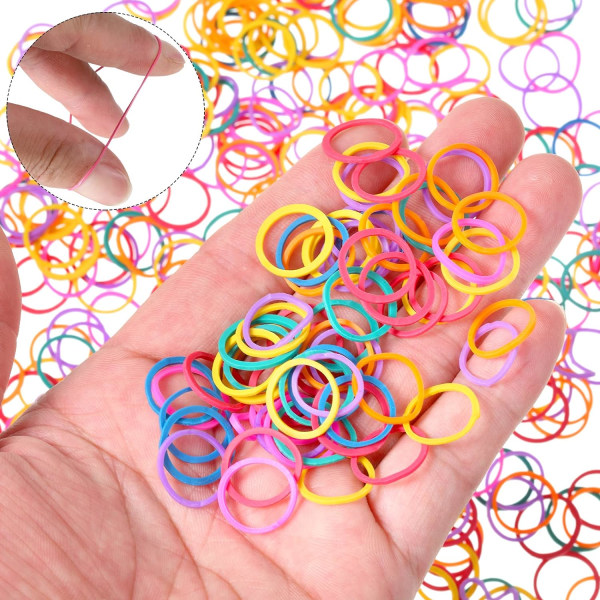 1000 mini-gummibånd bløde elastiske bånd til børnehår fletninger hår (levende farve)