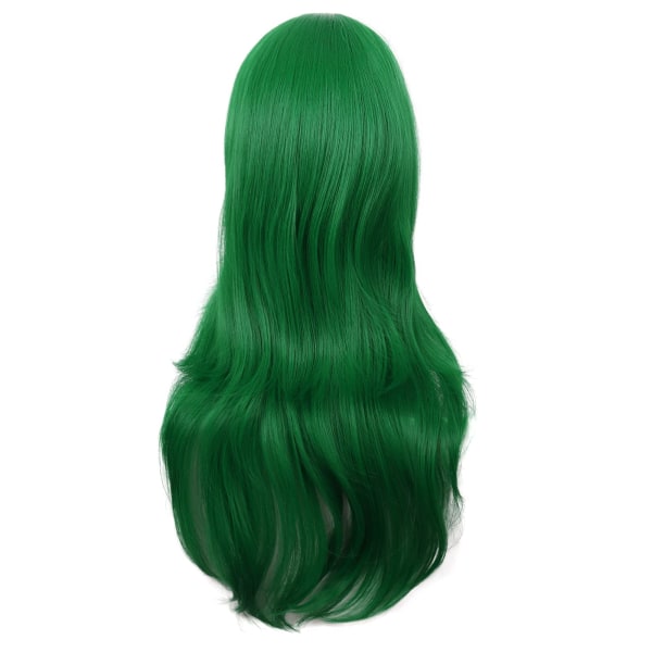 28 tommer/70 cm sidepande for kvinner langt krøllete hår Cosplay parykk (gressgrønn)