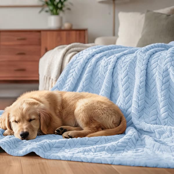1 stk stort fleeceteppe til sofa, lyseblå | 127x178 CM, mykt pustende fluffy teppe. light blue